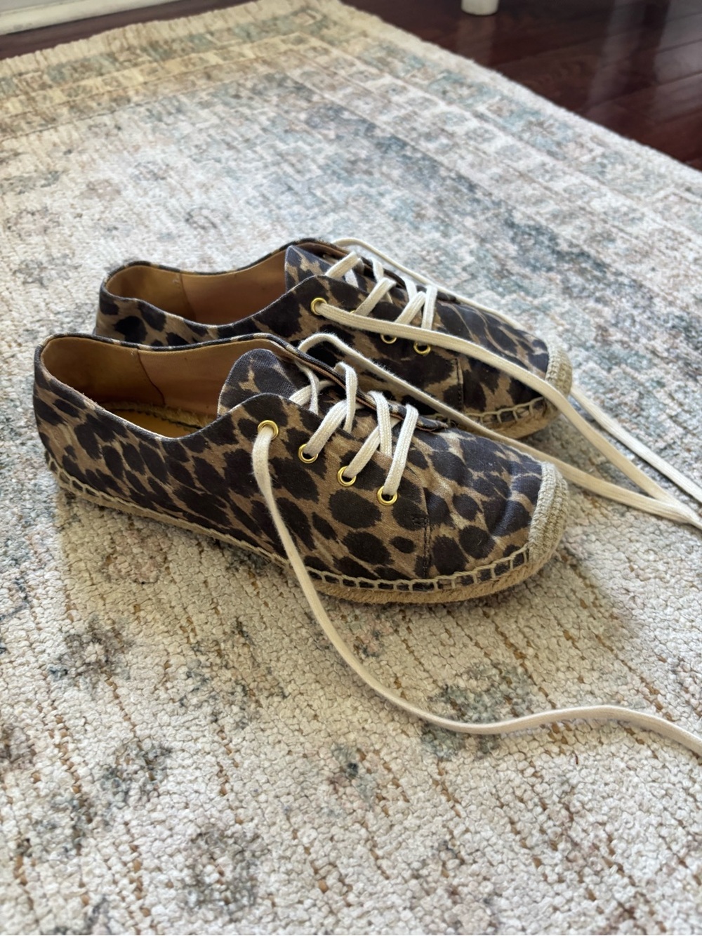 J. Crew Leopard Print Lace-Up Espadrille Sneaker in Brown and Black